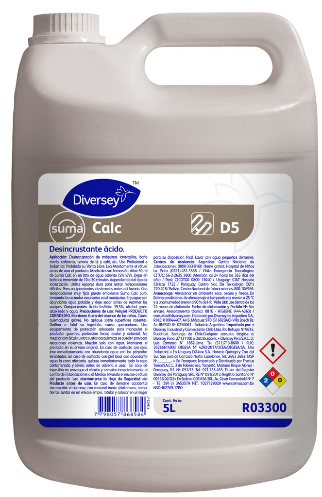 SUMA CALC D5 4x5L - DESINCRUSTANTE ÁCIDO
